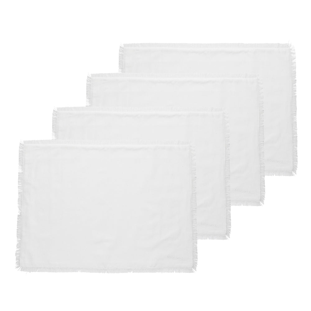 Ecology Tableware Elegant Fray Dining Tabletop Placemats 53cm White (4 Pieces)