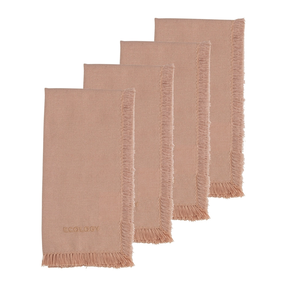 Ecology Cotton Tableware Elegant Fray Dining Table Napkins 45cm Blush (4 Pieces)