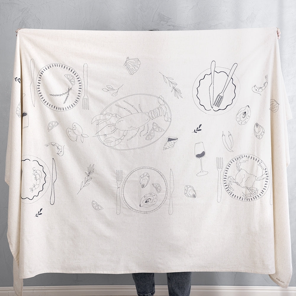Ecology Cotton/Linen Tableware Dining Feast Tablecloth Napkin 240cm Flax — image 2