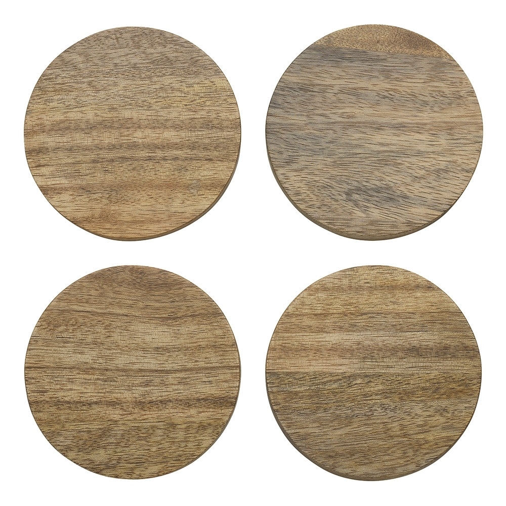 Ecology Mango Wood Rustic Kitchenware Drift Coasters Server 10cm Round (4 Pieces)