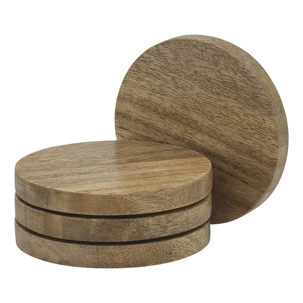 Ecology Mango Wood Rustic Kitchenware Drift Coasters Server 10cm Round (4 Pieces) — image 2