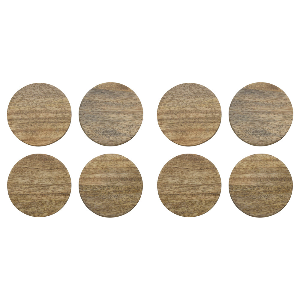 Ecology Mango Wood Rustic Kitchenware Drift Coasters Server 10cm Round (8 Pieces)