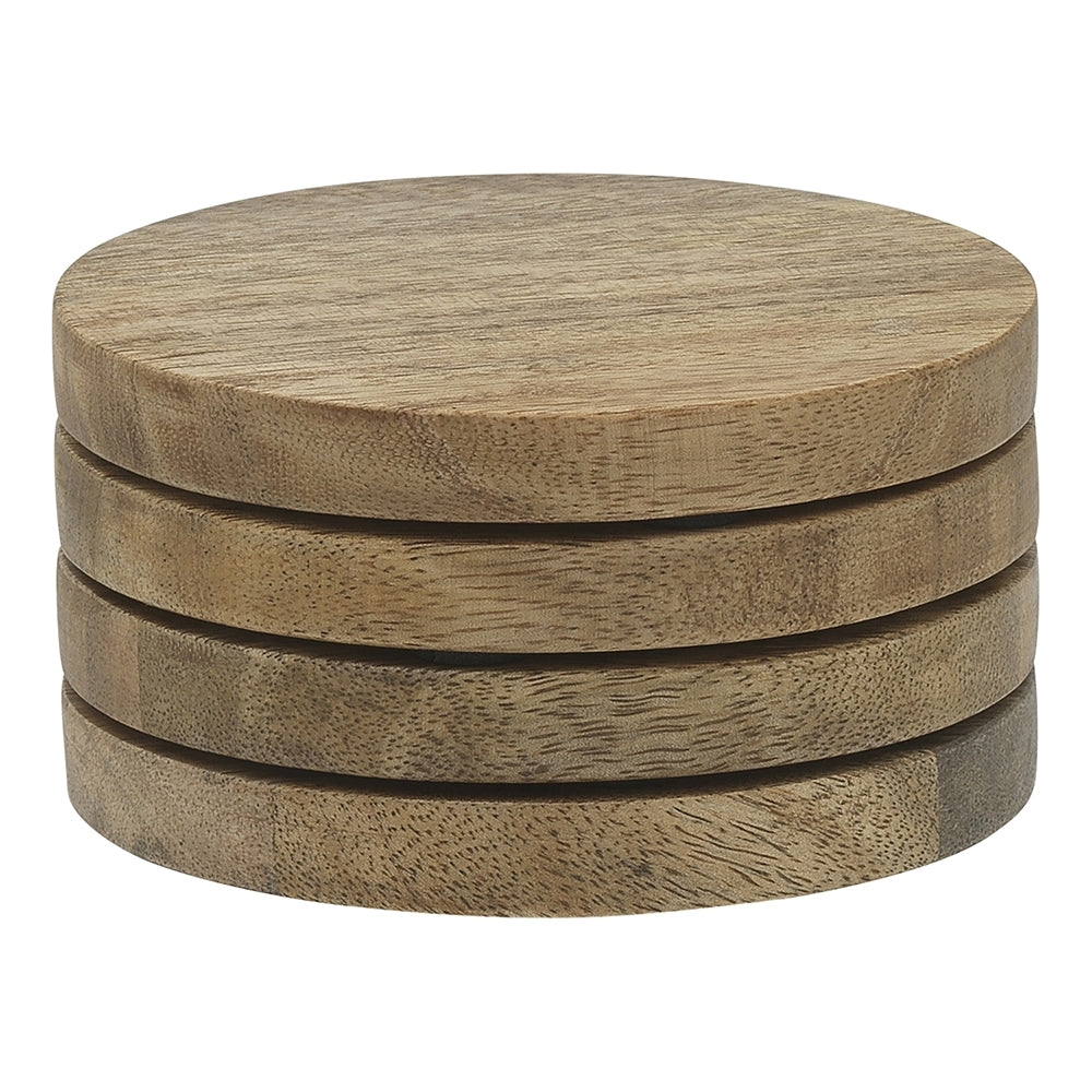 Ecology Mango Wood Rustic Kitchenware Drift Coasters Server 10cm Round (4 Pieces) — image 3