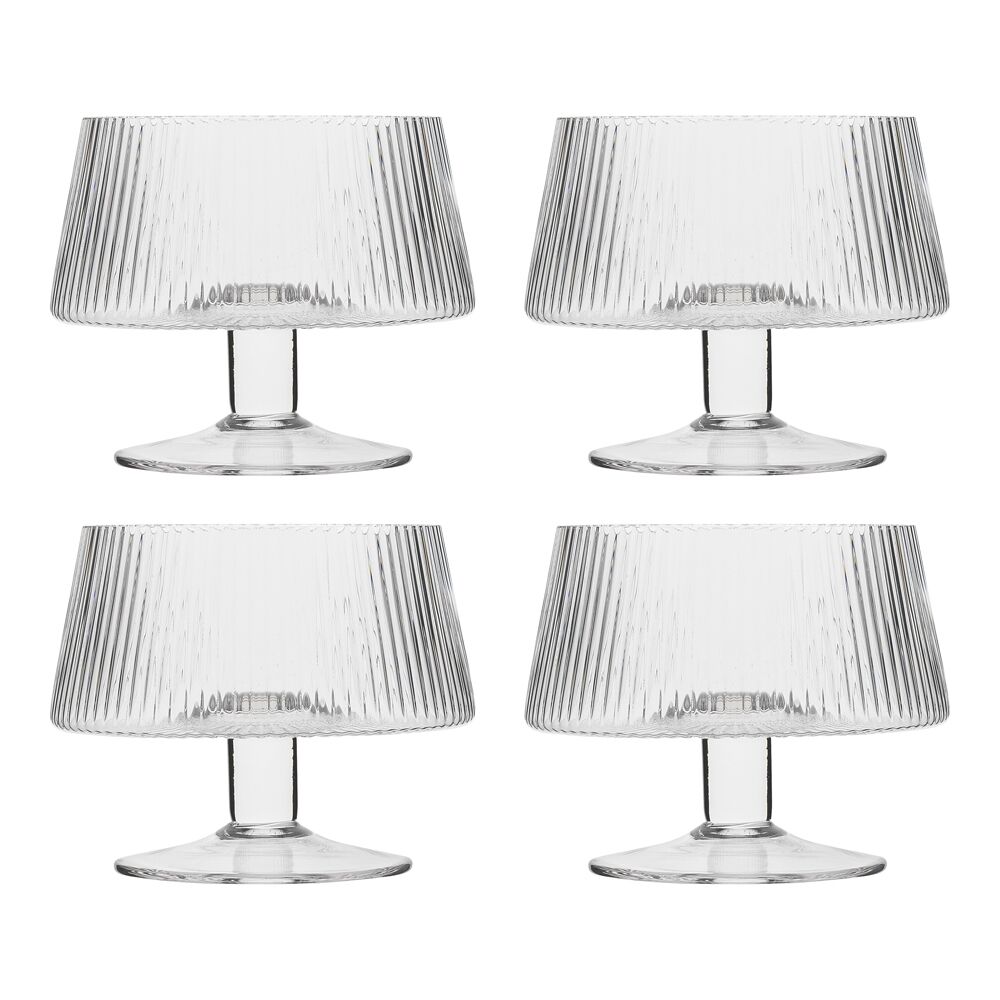 Ecology Classic Timeless Soda Lime Glass Ridged Bowls 10cm Clear (4 Pieces)