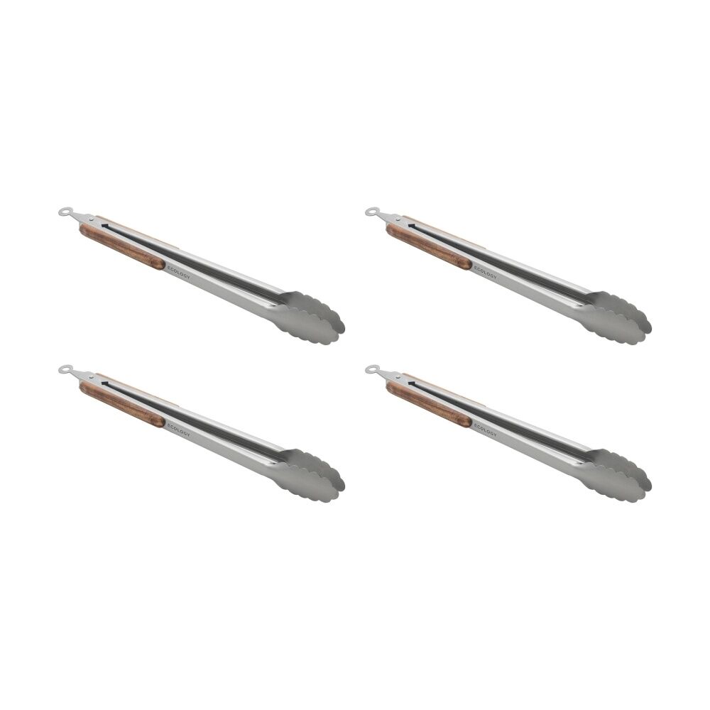 Ecology Provisions Tongs Acacia/Stainless Steel 36cm Natural (4 Pack)