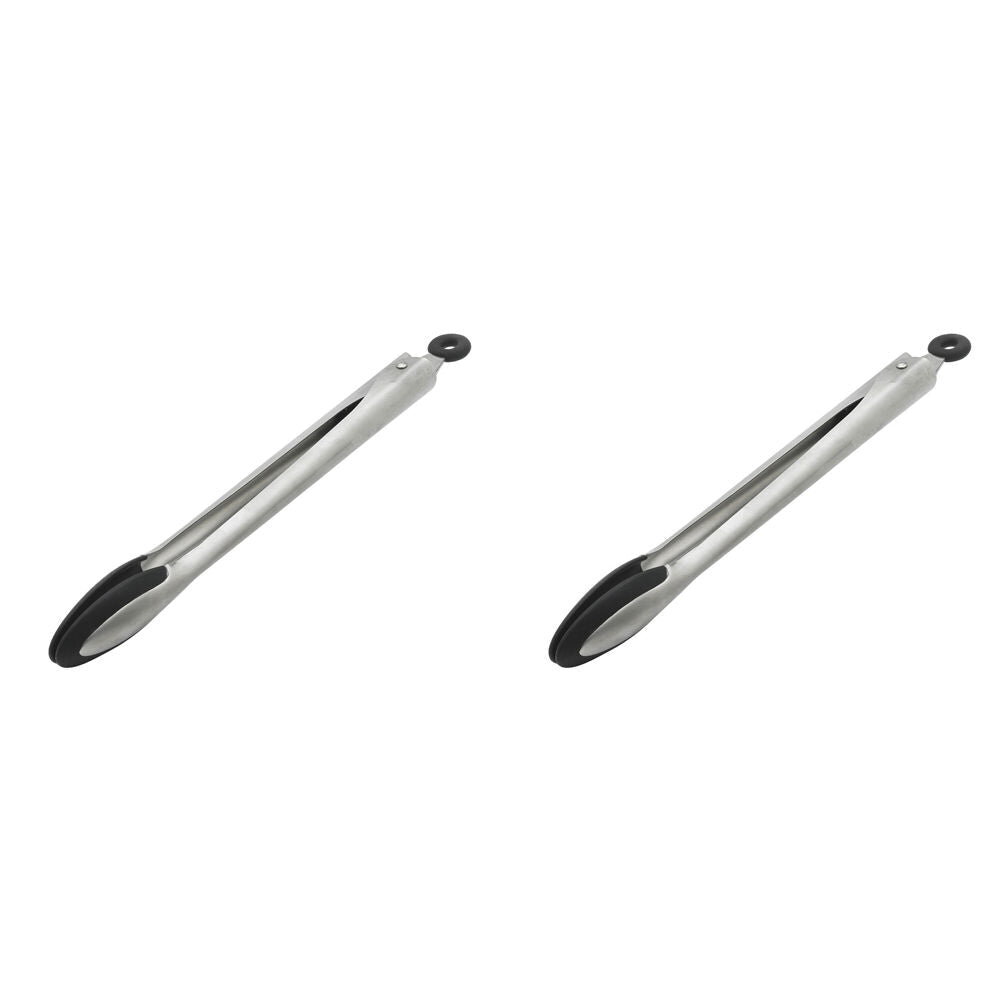Ecology Provisions Silicone Edge Food Grilling Tongs 30cm Kitchen Utensil (2 Pack)