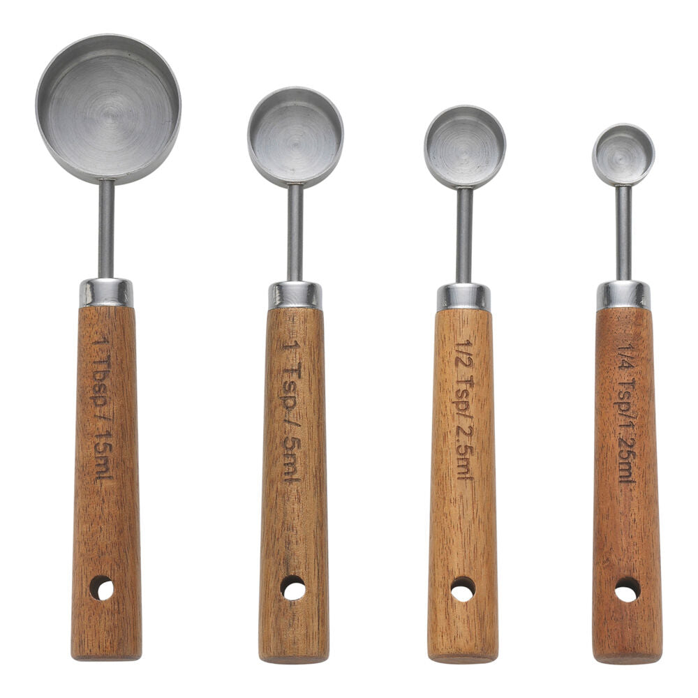 Ecology Provisions Stainless Steel Measuring Spoons Set Wooden Handle (8 Pieces) — image 3