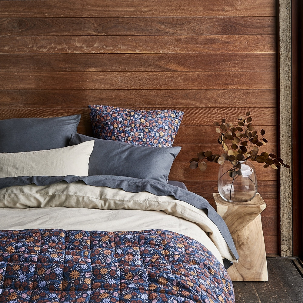 Ecology Sea Size 260 x 240cm Soft Coverlet Blue/Clay/Pink Home Bedding