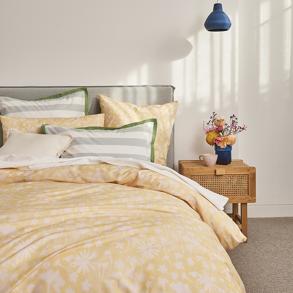 Ecology Solaris Size 65 x 65cm Euro Pillowcase Blush/Lemon Bedding Cotton — image 3