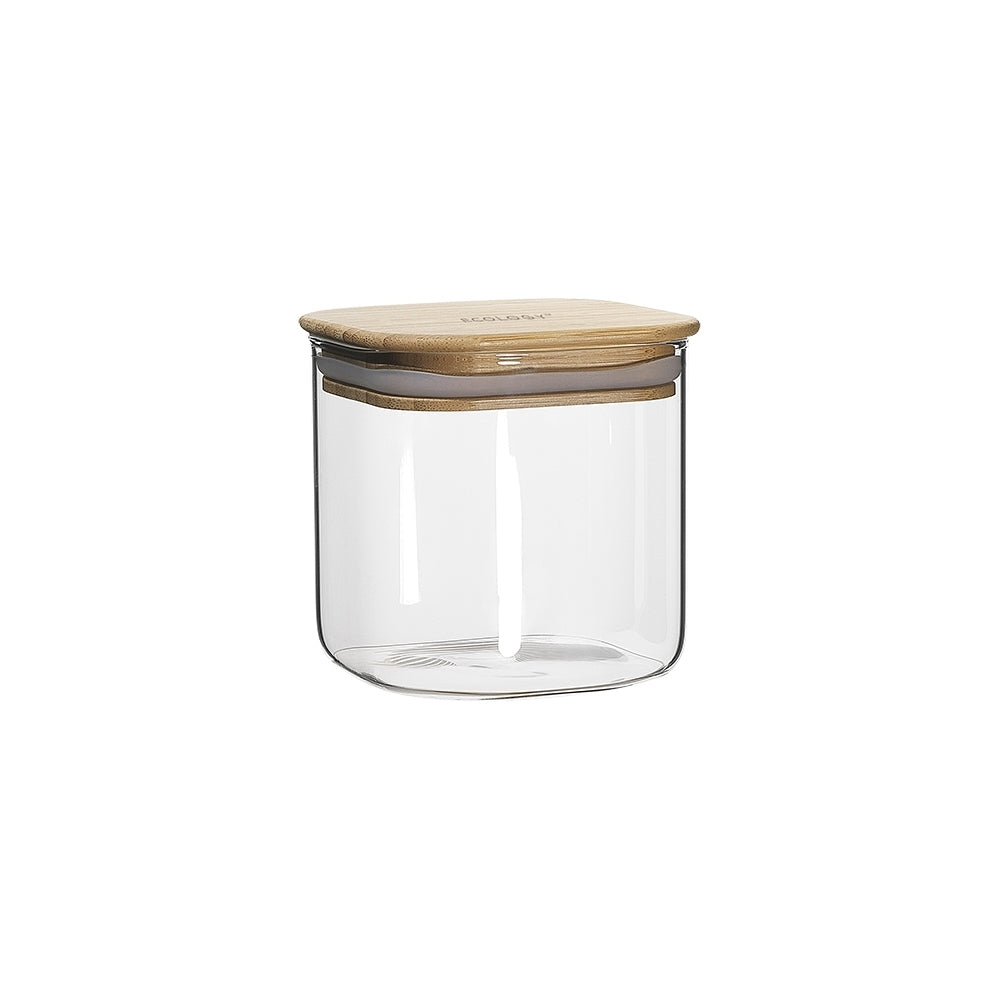 Ecology Pantry 10.5cm Square Glass Canister Storage Organiser w/Bamboo Lid Clear