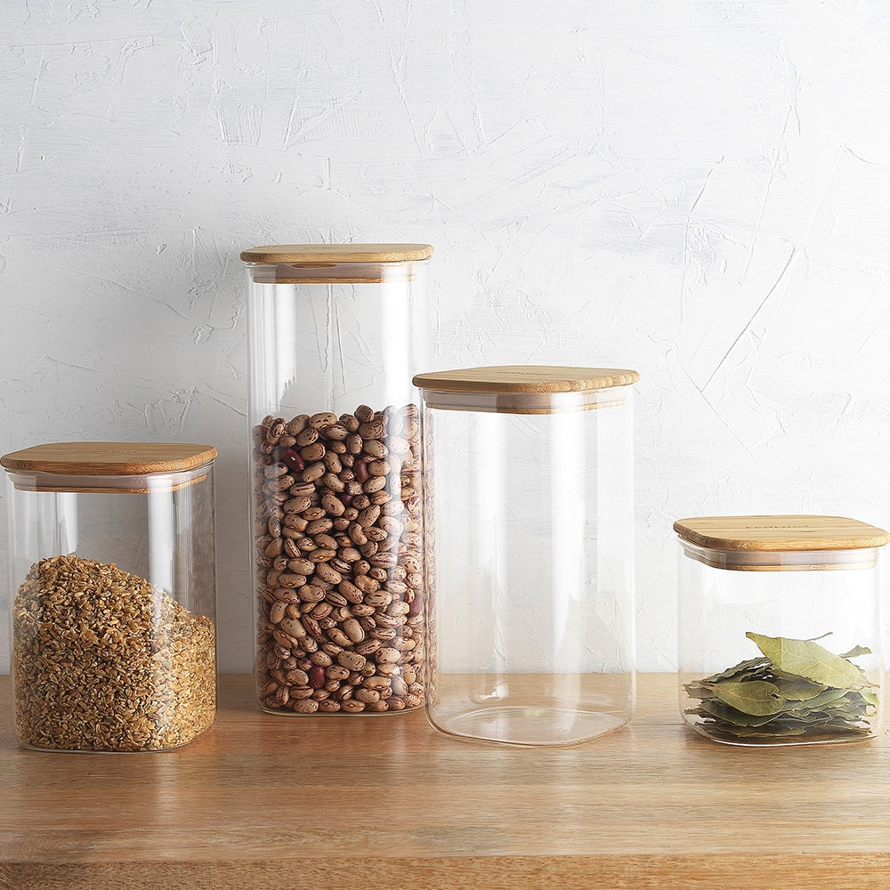 Ecology Pantry Square Glass Canisters w/ Bamboo Lid (4 Pieces) — image 2