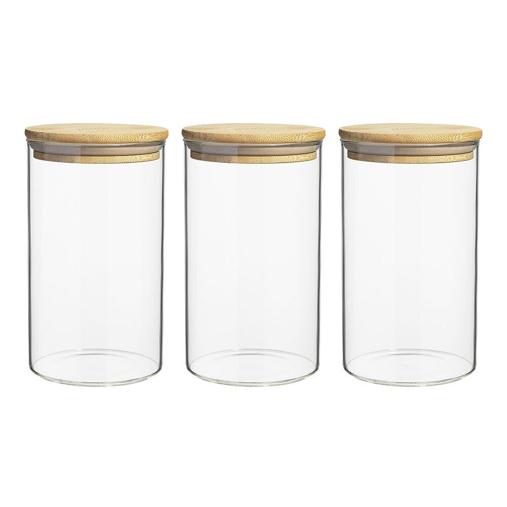 Ecology Pantry Round Canisters Glass Food Containers/Storage w/ Bamboo Lid (3 Pieces)