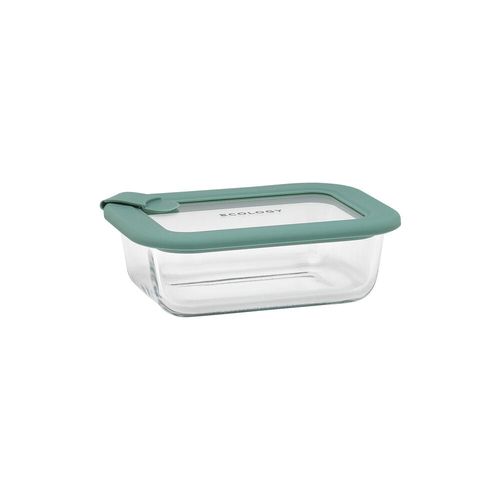 Ecology Store Rectangle Clear Glass Food Storage Container Eucalyptus — 370ml