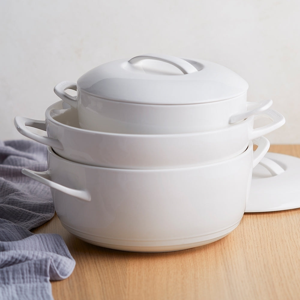 Ecology Signature 2L Porcelain 27.5cm Casserole Cookware Baking Dish w/Lid White — image 3