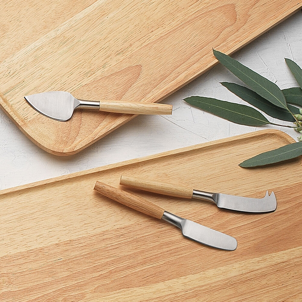 Ecology Alto Rubberwood/Stainless Steel Cheese Knife/Slicer Set Natural (3 Pieces) — image 3