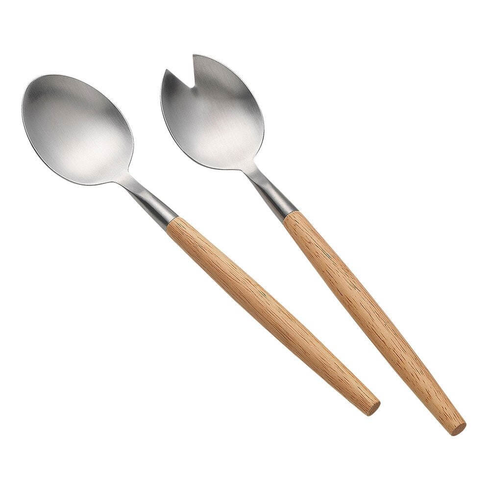 Ecology Alto Stainless Steel/Rubberwood Salad Servers Utensils Set Natural (2 Pieces)