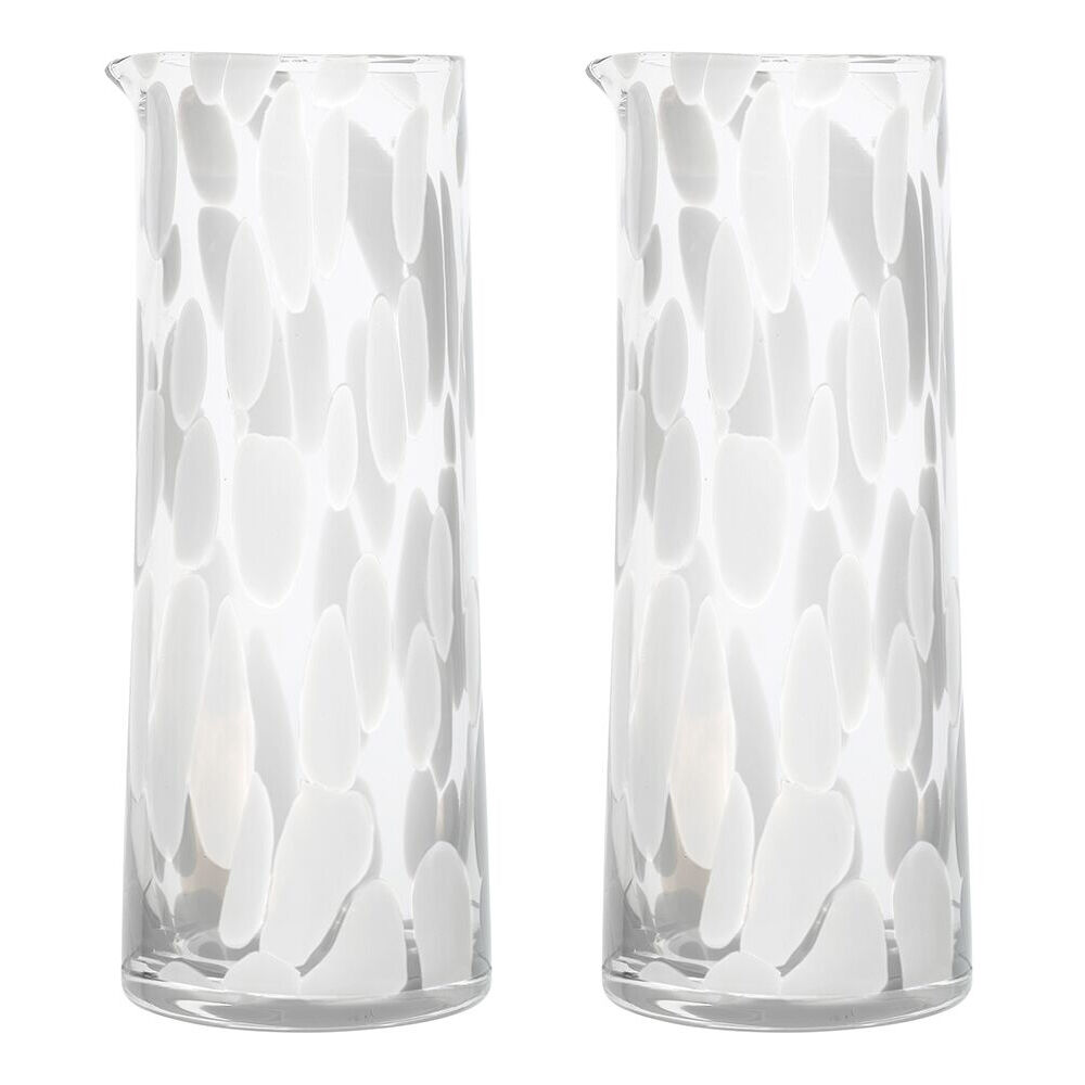 Ecology Camille Soda Lime Glass Carafe Drink Decanter Jug 1.3L White (2 Pack)