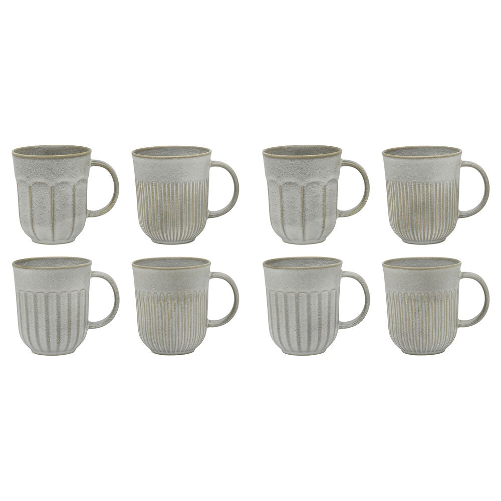Ecology 330ml Stoneware Chapel Coffee/Tea Mugs 12.5x10.5cm Drinkware Grey (8 Pieces)