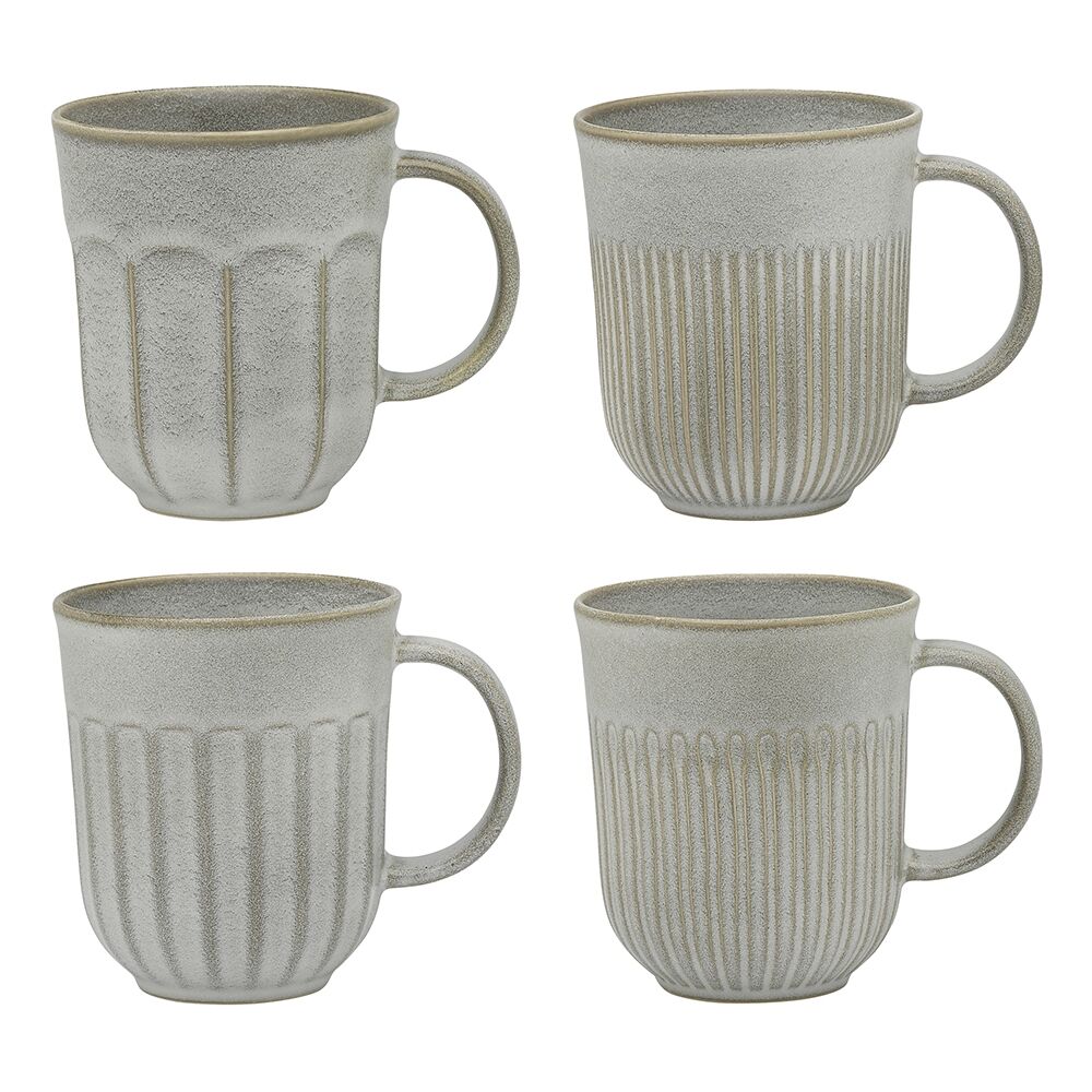 Ecology 330ml Stoneware Chapel Coffee/Tea Mugs 12.5x10.5cm Drinkware Grey (4 Pieces)