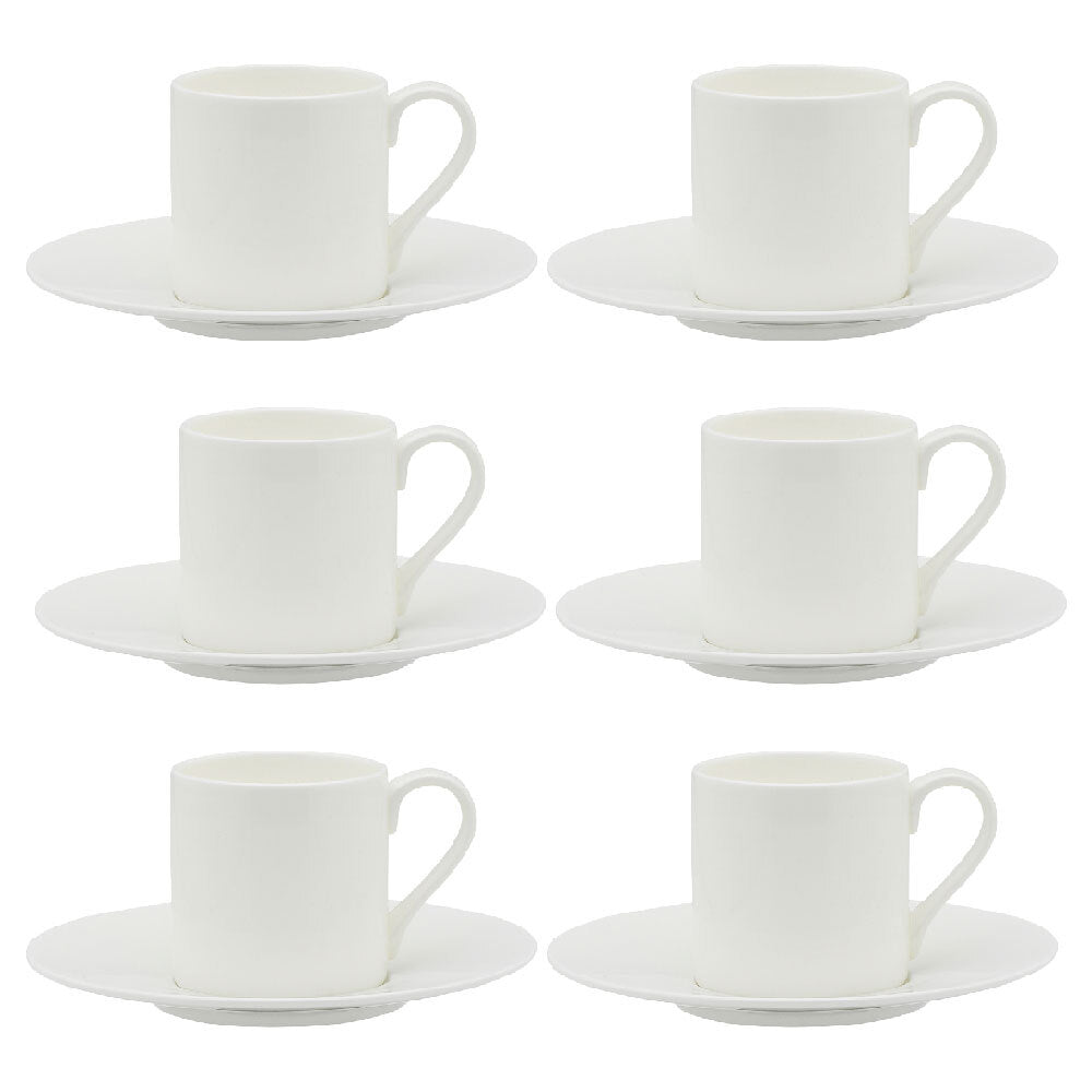 Ecology Fine Bone China Canvas Espresso Cup & Saucer Set 90ml/14cm White (6 Pack)