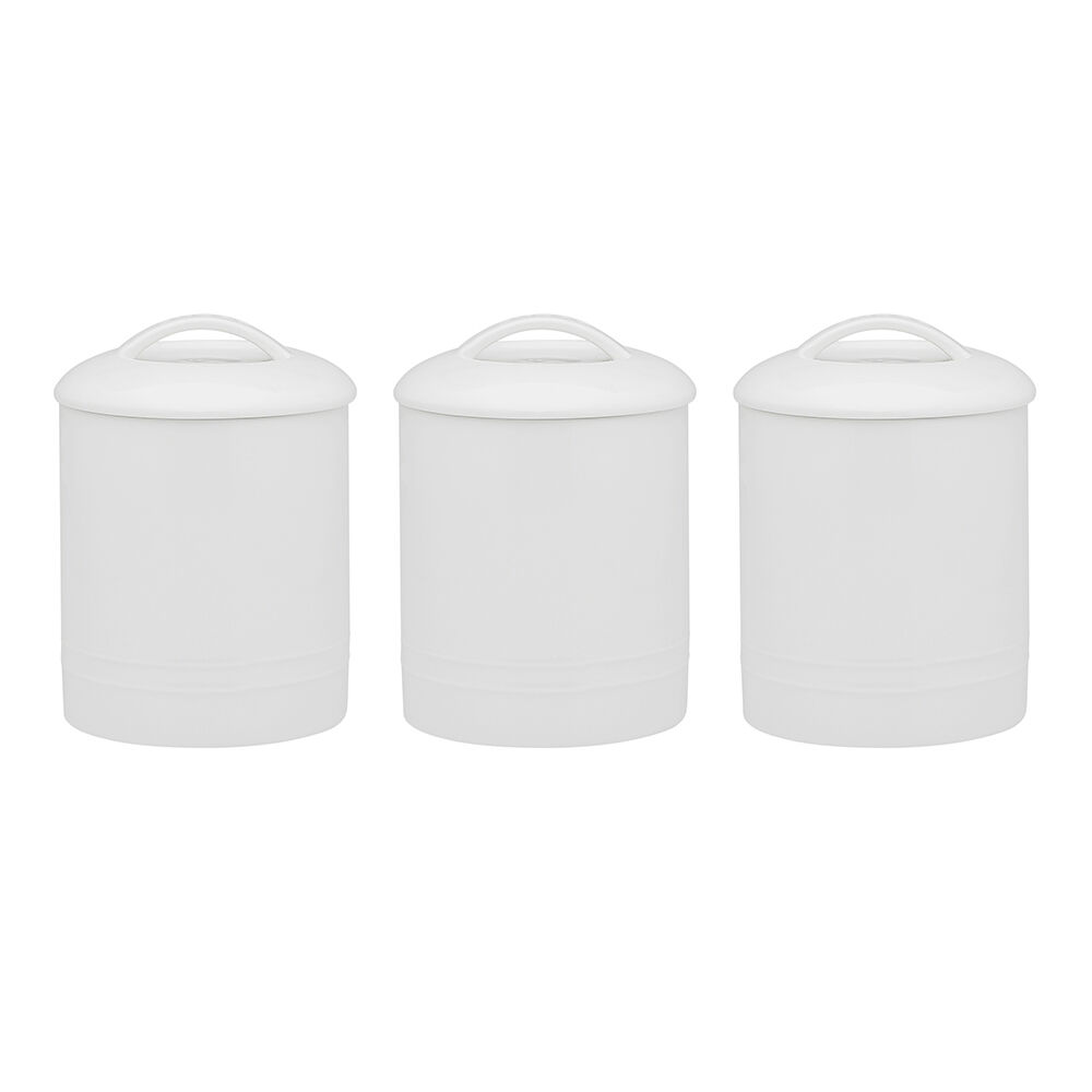 Ecology Signature Porcelain Kitchen Storage Round Canisters - White (3 Pieces)