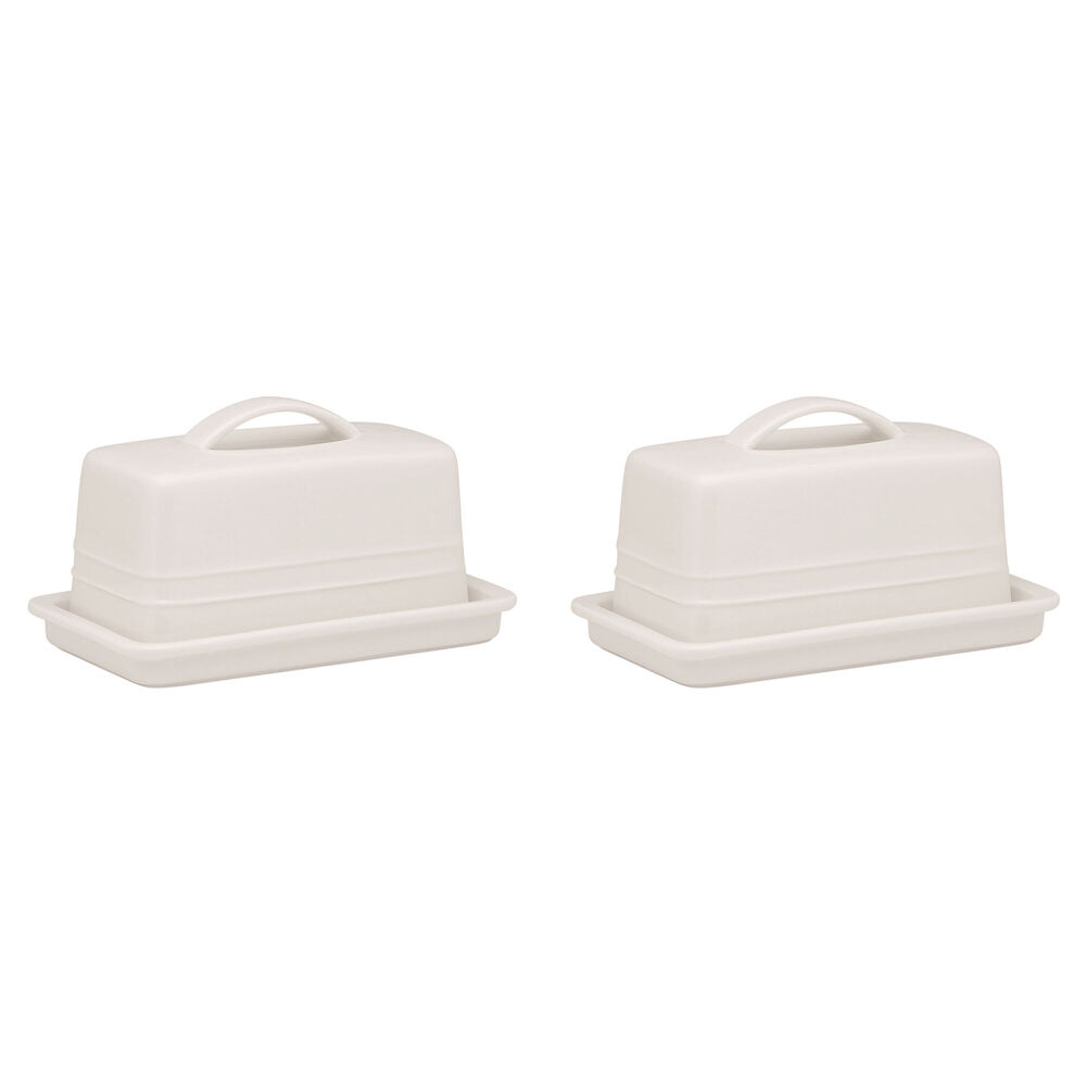 Ecology Signature Porcelain Kitchen Lid Butter Dish Serveware 250g - White (2 Pack)