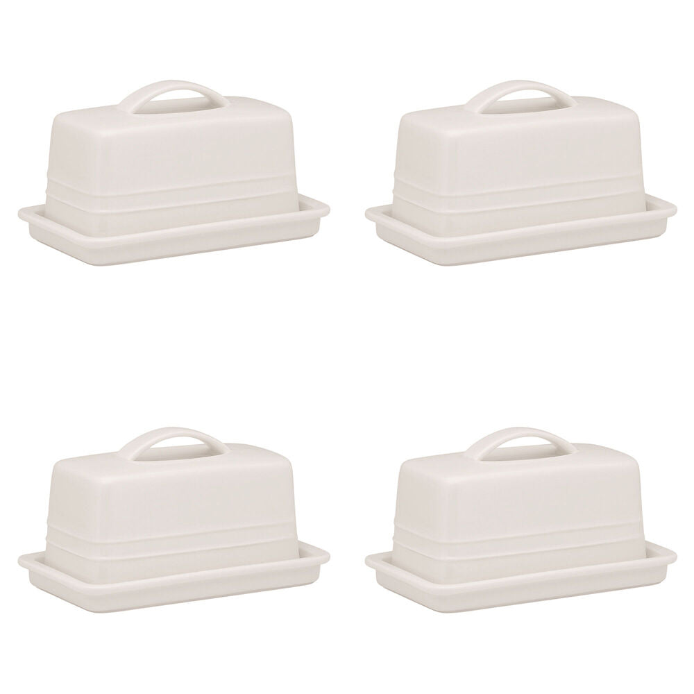 Ecology Signature Porcelain Kitchen Lid Butter Dish Serveware 250g - White (4 Pack)