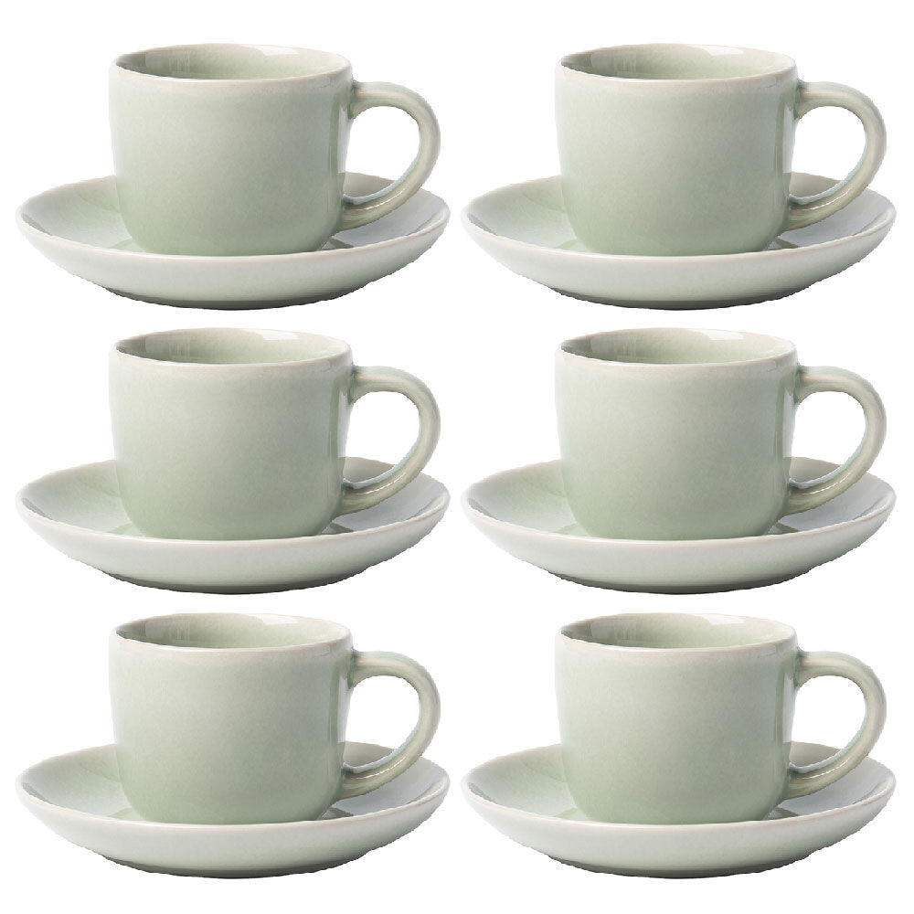 Ecology Stoneware Tableware Element Espresso Coffee Cup & Saucer 120ml Dew (6 Pack)