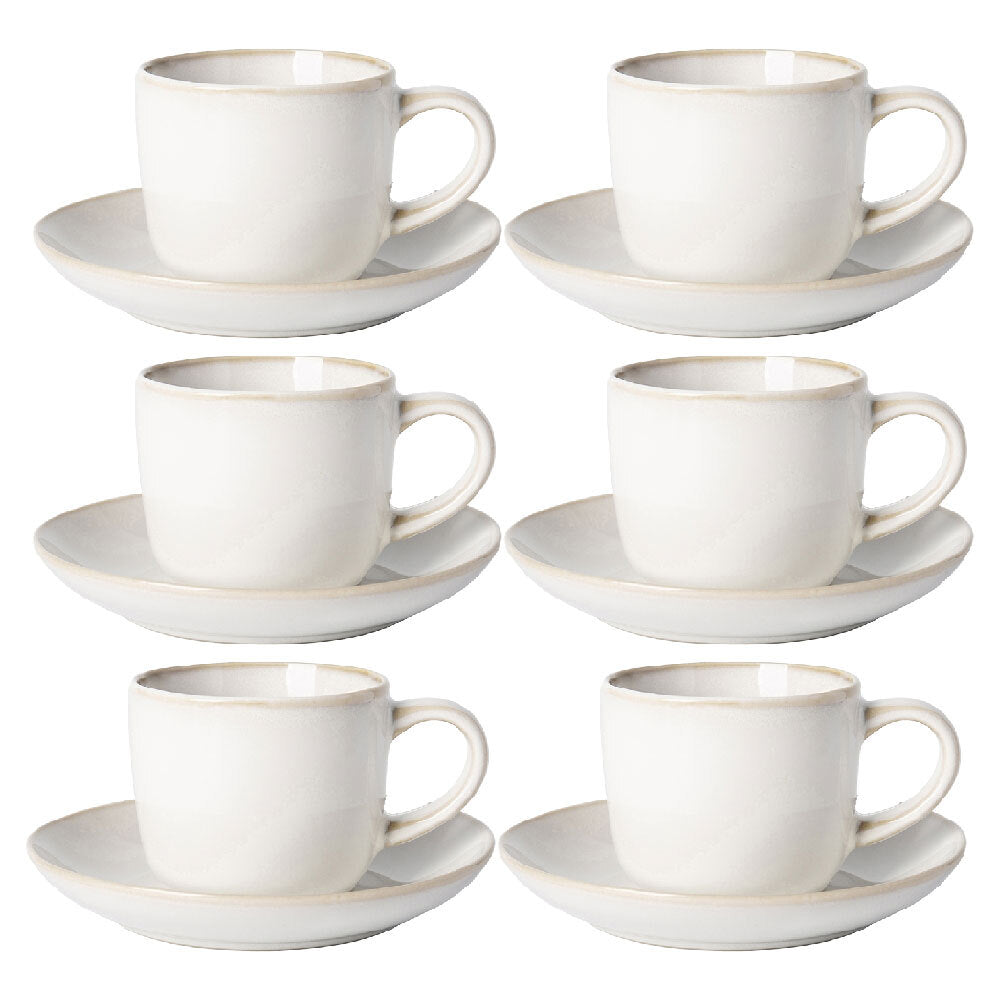 Ecology Stoneware Element Espresso Aesthetic Tea Cup & Saucer 120ml Blanc (6 Pack)