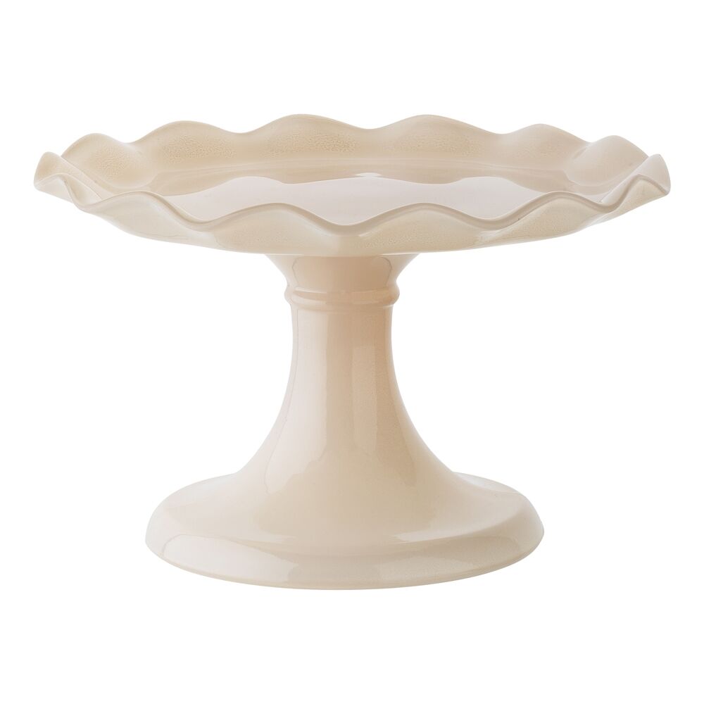 Ecology 20 x 12.5cm Pink Salt Soda Lime Glass Ruffle Fluted Edged Cake Stand