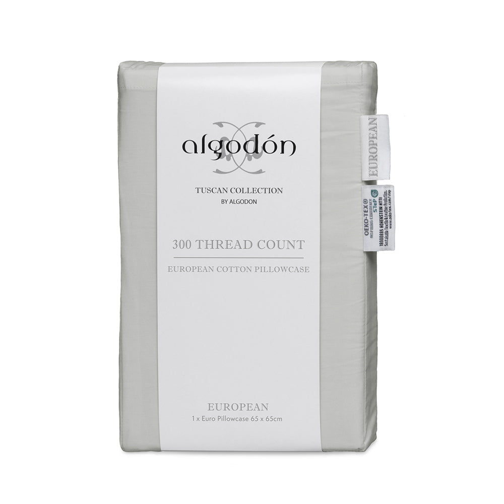 Algodon Euro Pillowcase For Pillow 300TC Cotton Silver Home/Bedding 65x65cm — image 2