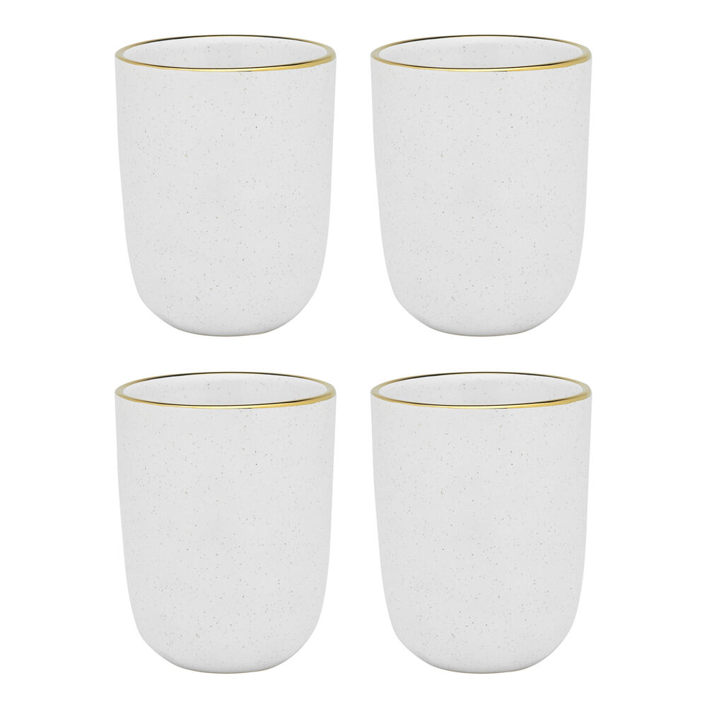 Ecology Speckle Stoneware Cuddle Mug Drinking Tumbler 250ml Milk/Gold (4 Pieces)