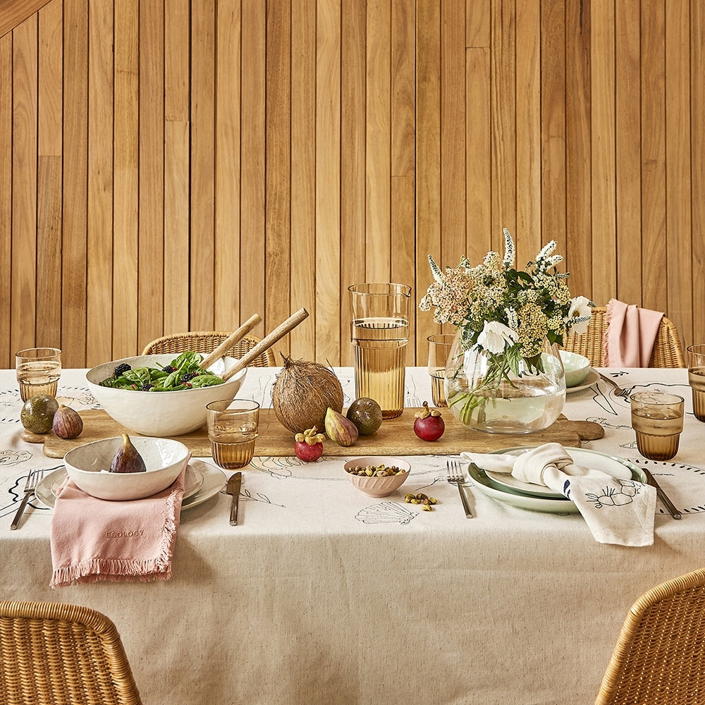 Ecology Dinnerware Stoneware Linen w/ Embossed Texture Dish Set Birch (12 Pieces)