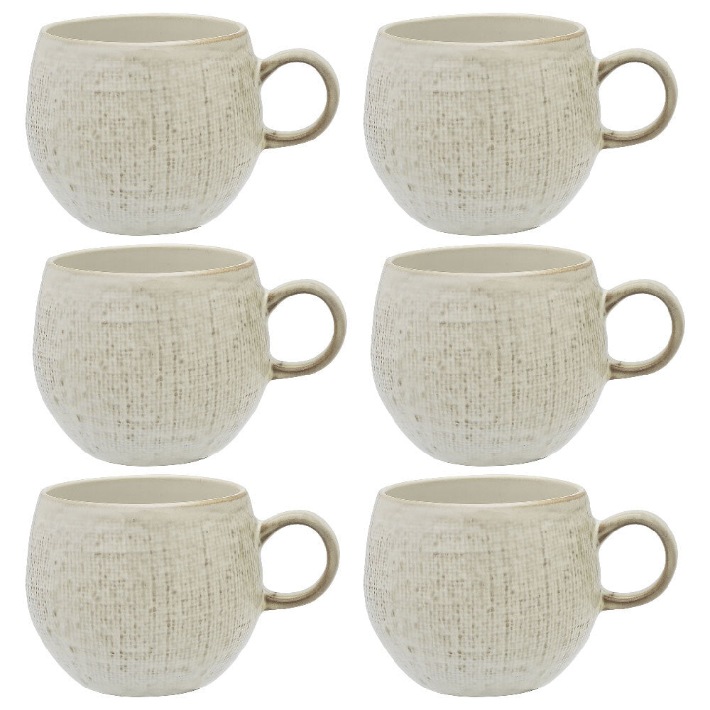 Ecology Dinnerware Stoneware Linen Drinking Mug Coffee Cup 330ml/13m Birch (6 Pack)