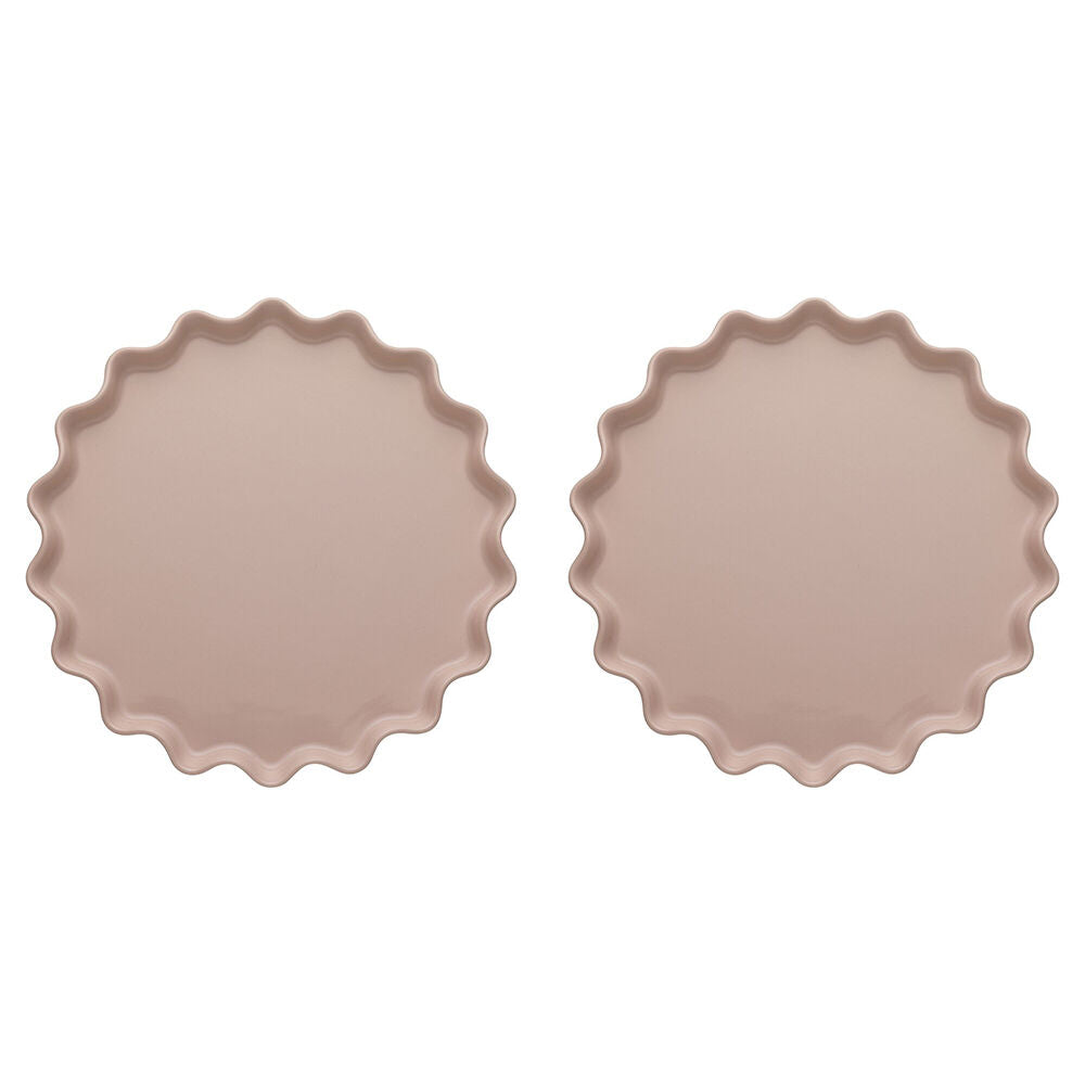 Ecology High Gloss Glaze Porcelain Ruffle Round Platter 32cm Pink Salt (2 Pack)