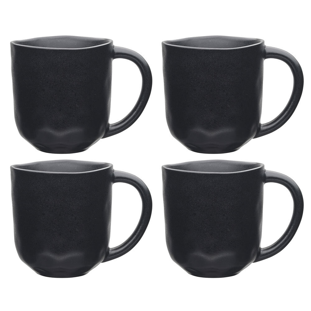 Ecology Speckle Ebony 410ml Stoneware Straight Mug w/ Handle Round - Black (4 Pack)