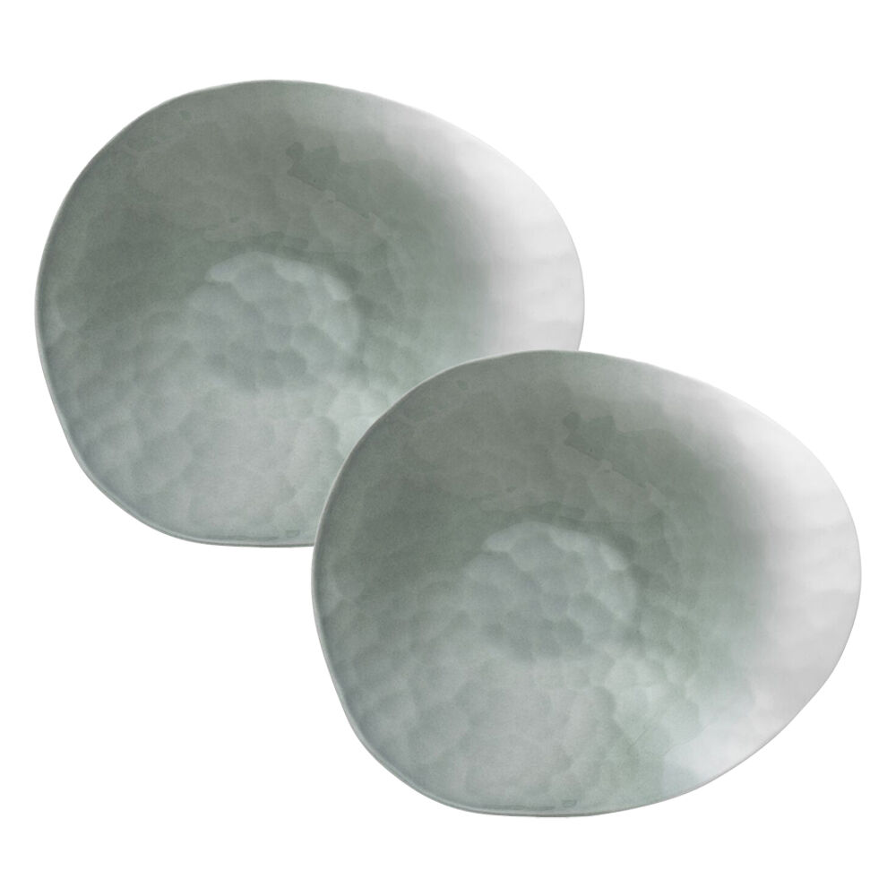 Ecology Lightweight Reactive Glaze Porcelain Oyster Serving Bowl 22cm Meadow (2 Pack)