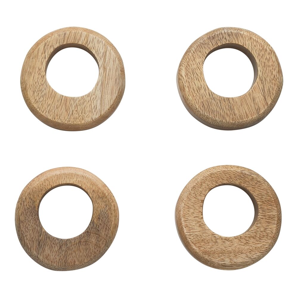 Ecology Drift Mango Wood Napkin Rings Kitchen Accessory 8cm Brown (4 Pieces)