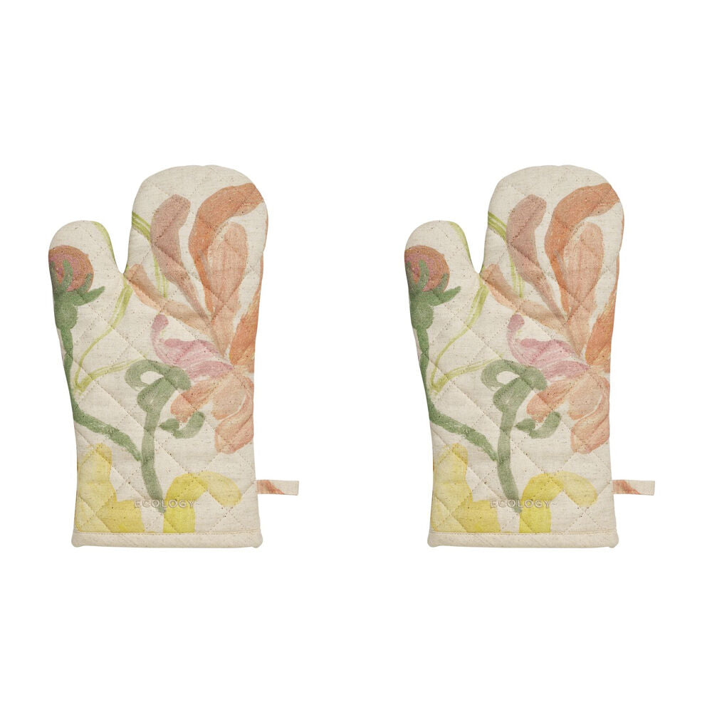 Ecology Hand-Painted Midsummer Cotton/Linen Oven Glove 180gsm 32x17cm (2 Pack)
