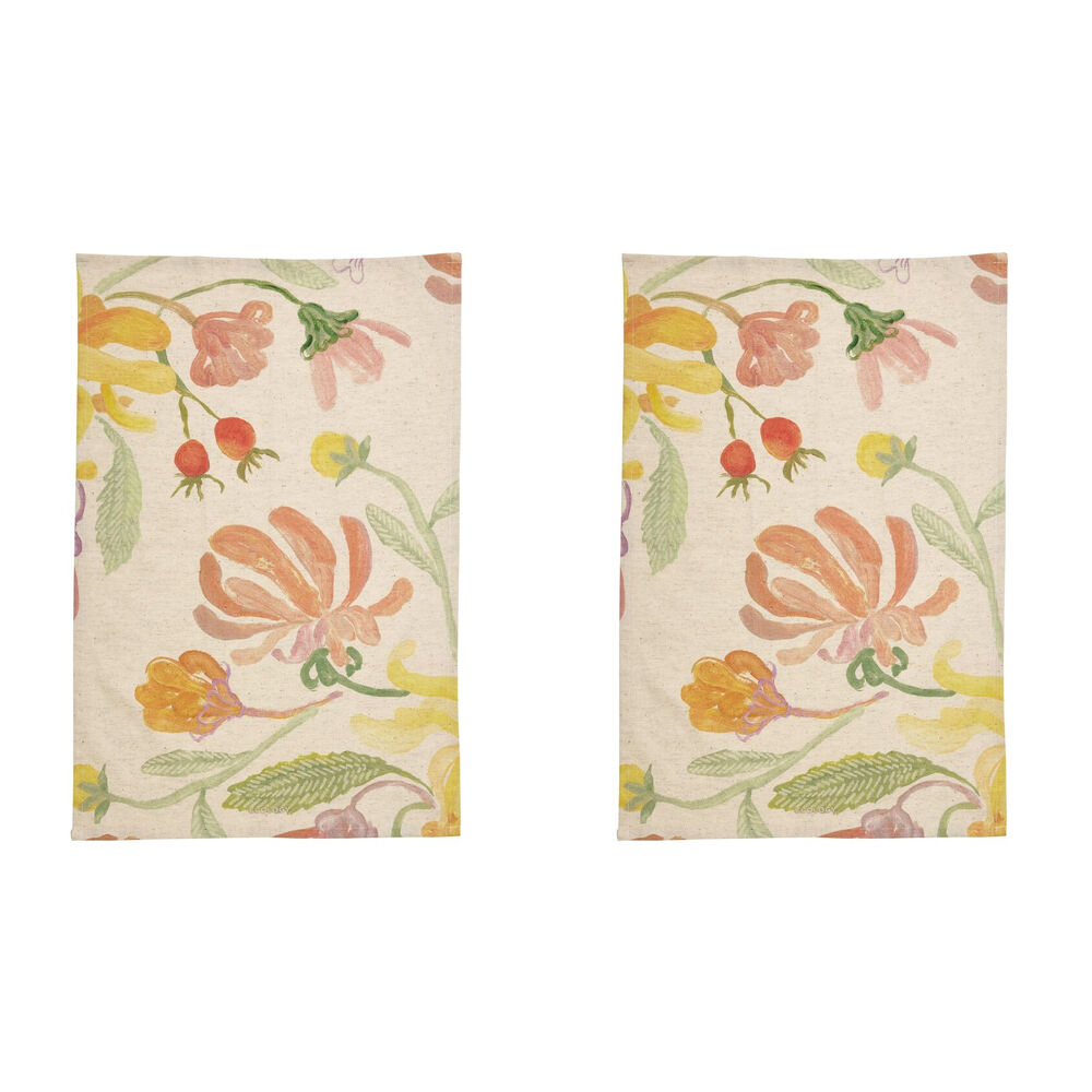Ecology Hand-Painted Midsummer Cotton/Linen Tea Towel 180gsm Multi-Coloured (2 Pack)