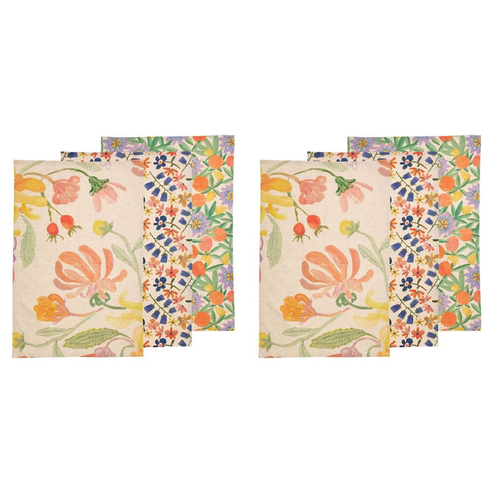 Ecology 3pc Ecology Midsummer Cotton/Linen Tea Towels 180gsm All Seasons Prints (2 Pack)