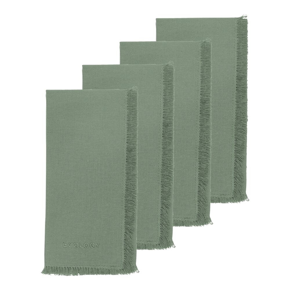 Ecology 4pc Ecology 100% Cotton Fray Reusable Napkin Serviettes 45x45cm Midday (2 Pack) — image 2