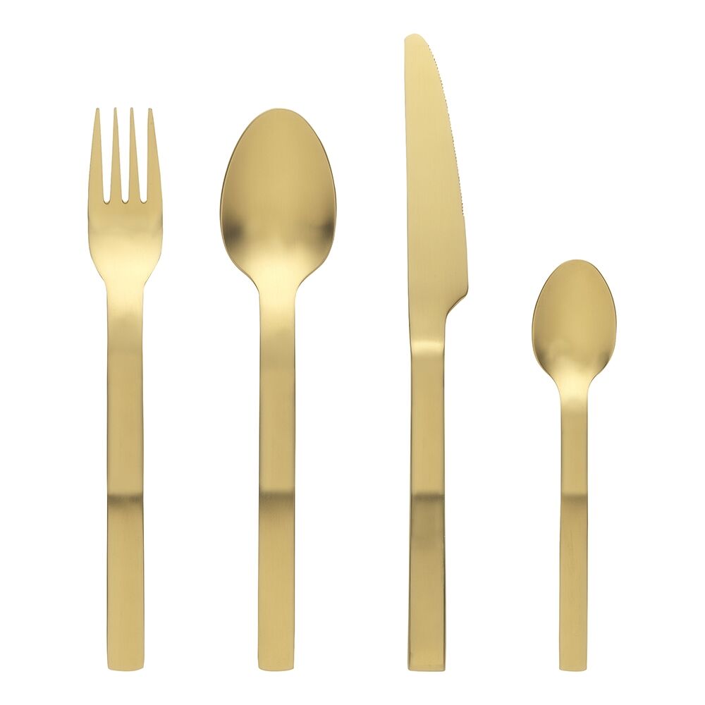 Ecology Forge Stainless Steel Mixed Kitchen Cutlery Set Matte Gold (16 Pieces)