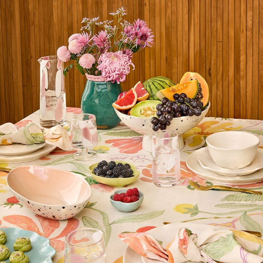 Ecology 32cm Pink High Gloss Glaze Stoneware Dusk Footed Serving Bowl — image 4
