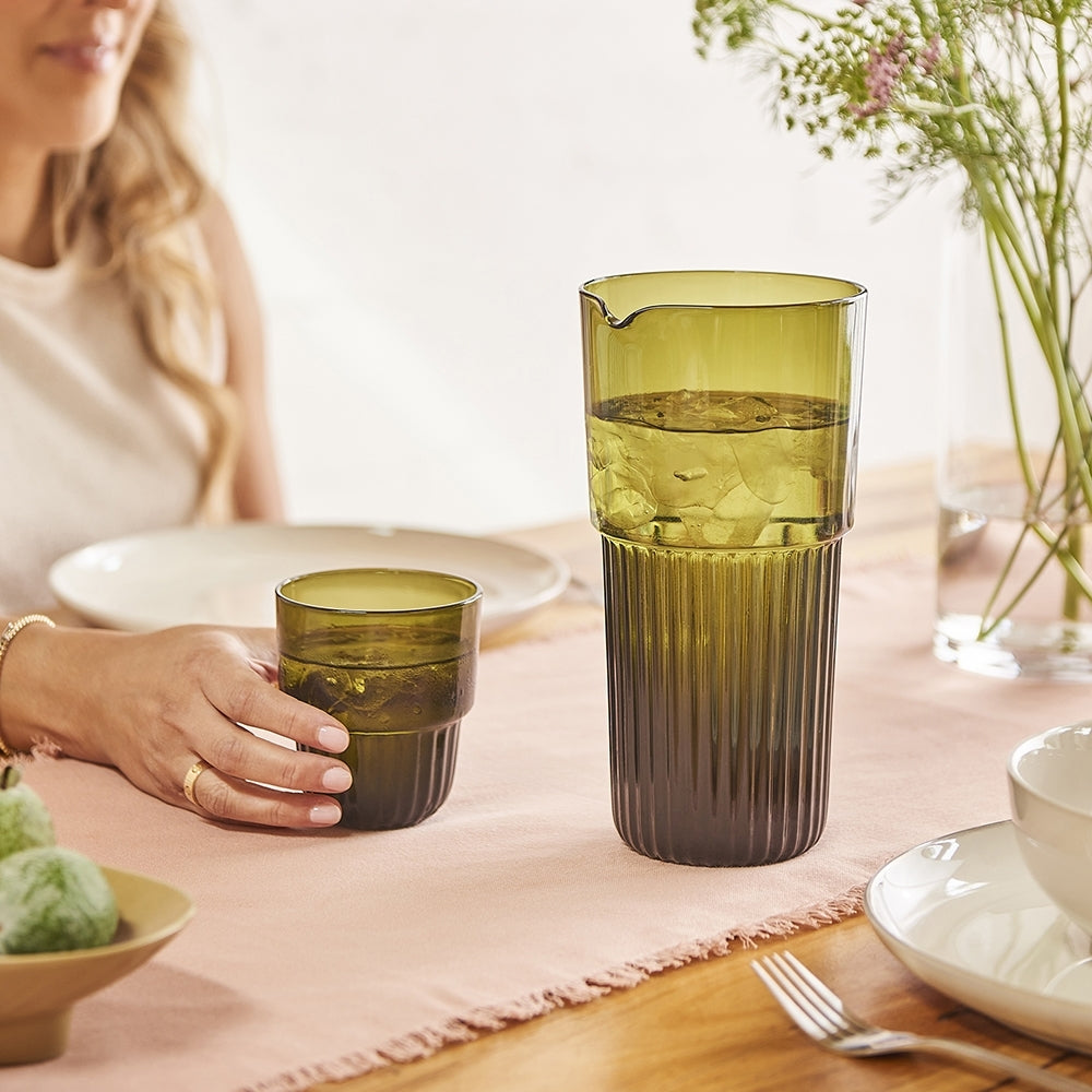 Ecology Kitchenware Soda Lime Glass Callisto Carafe 1.4L/22.5cm Olive Green — image 3