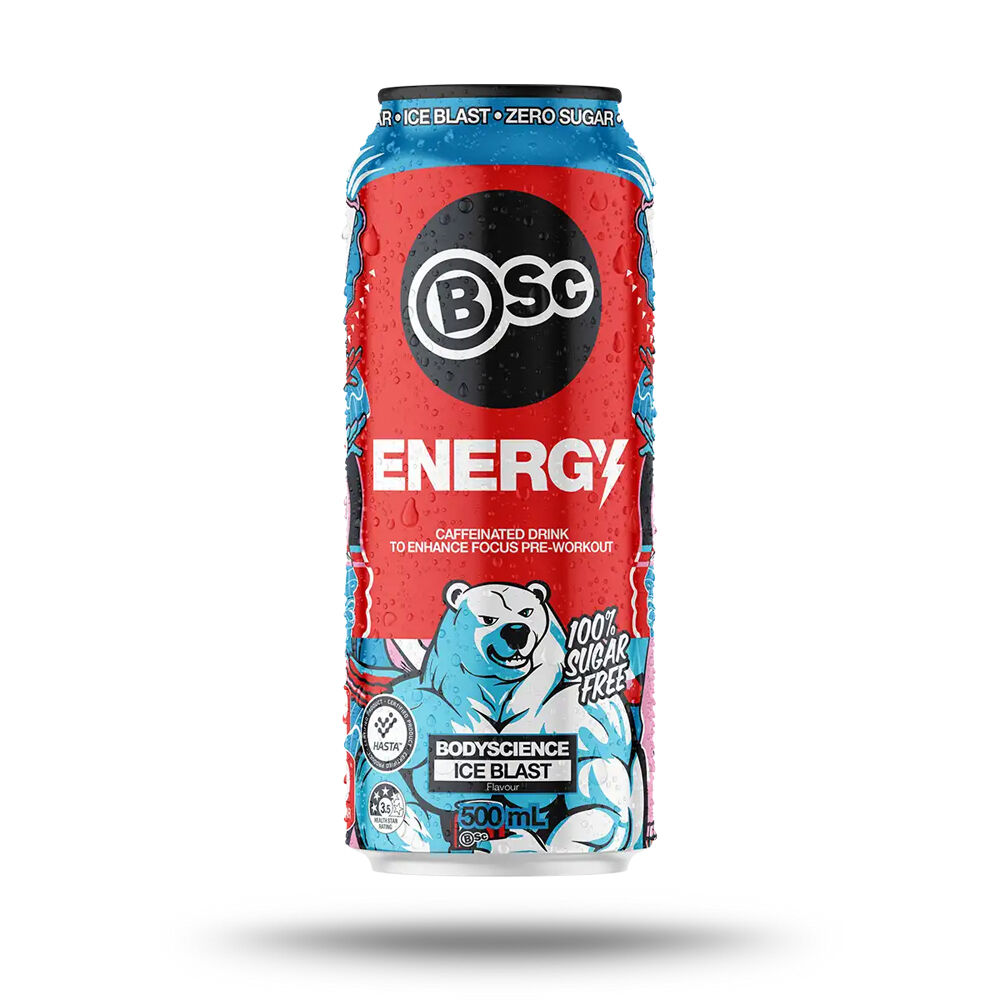 BSc Pre-Workout Energy Drink Can Sugar Free 500ml Ice Blast (12 Pack) — image 2