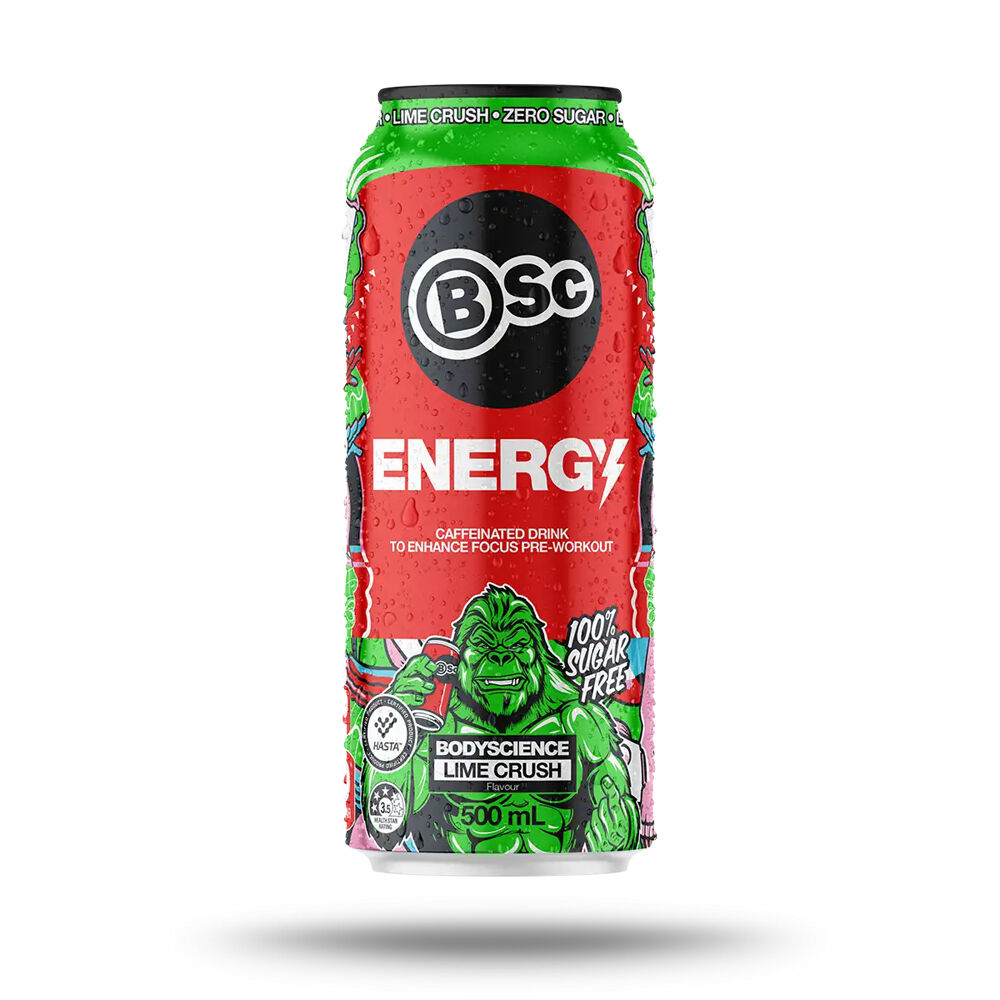 BSc Pre-Workout Energy Drink Can Sugar Free 500ml Lime Crush (12 Pack) — image 2
