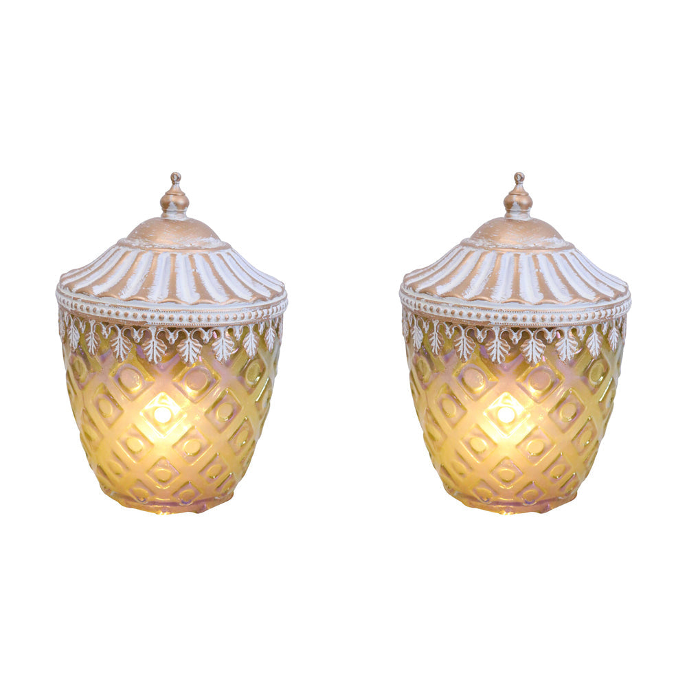 LVD Lantern LED Diamont Decorative Lighting Tabletop Display 16.5cm Decor (2 Pack)