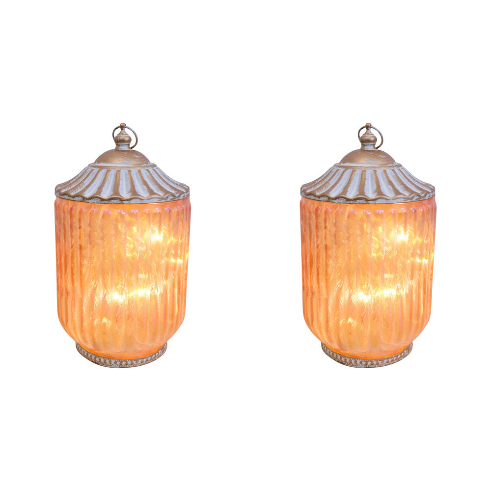 LVD Lantern LED Large Vasey Decorative Lighting Tabletop 19cm Home Decor (2 Pack)