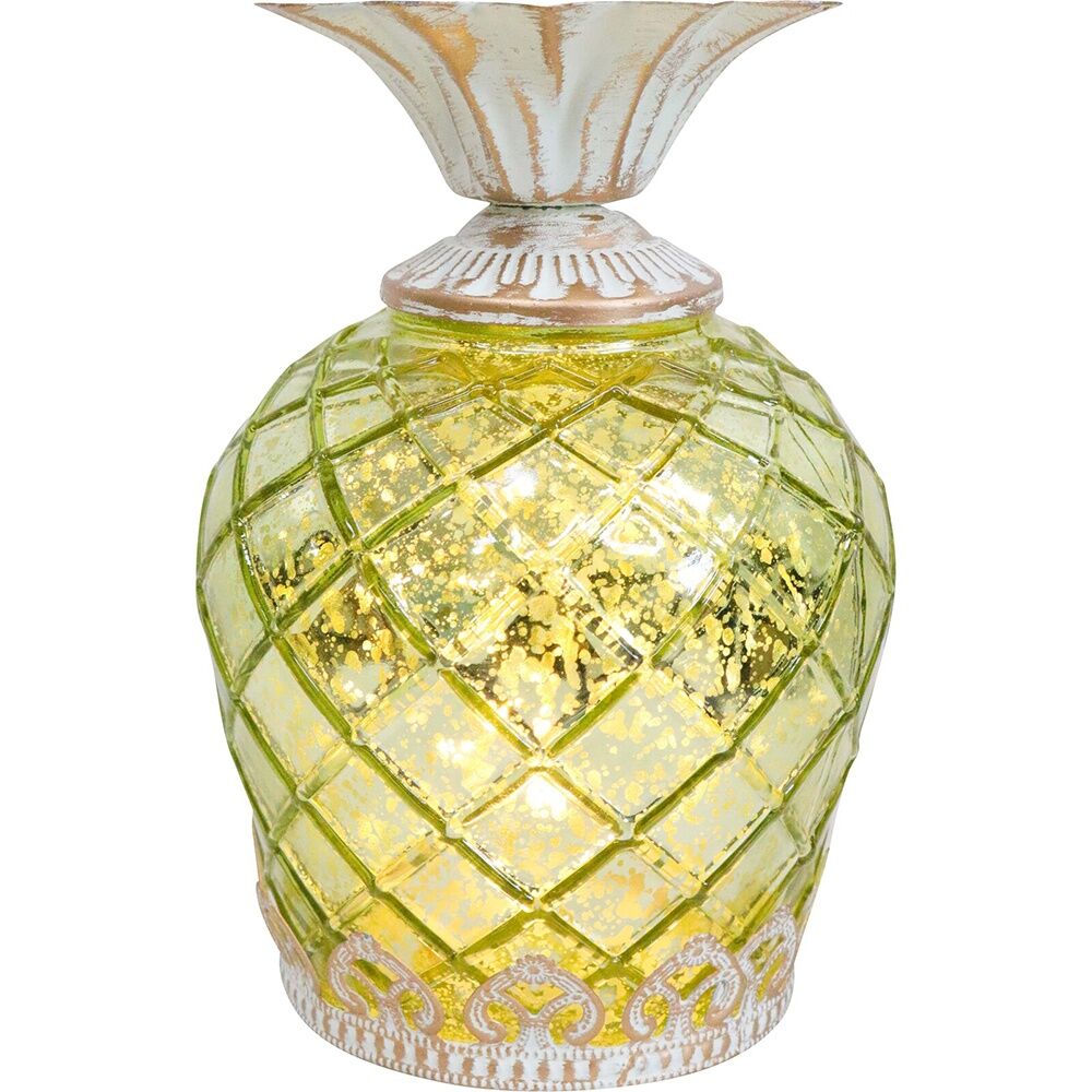 LVD Home Decor LED Lantern Pine Large Pistachio Decorative Lighting 18.5cm